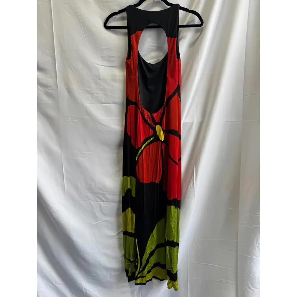 CALA de la CRUZ Solange Dress Size M Green Print Sleeveless Resort Vacation - Picture 4 of 5